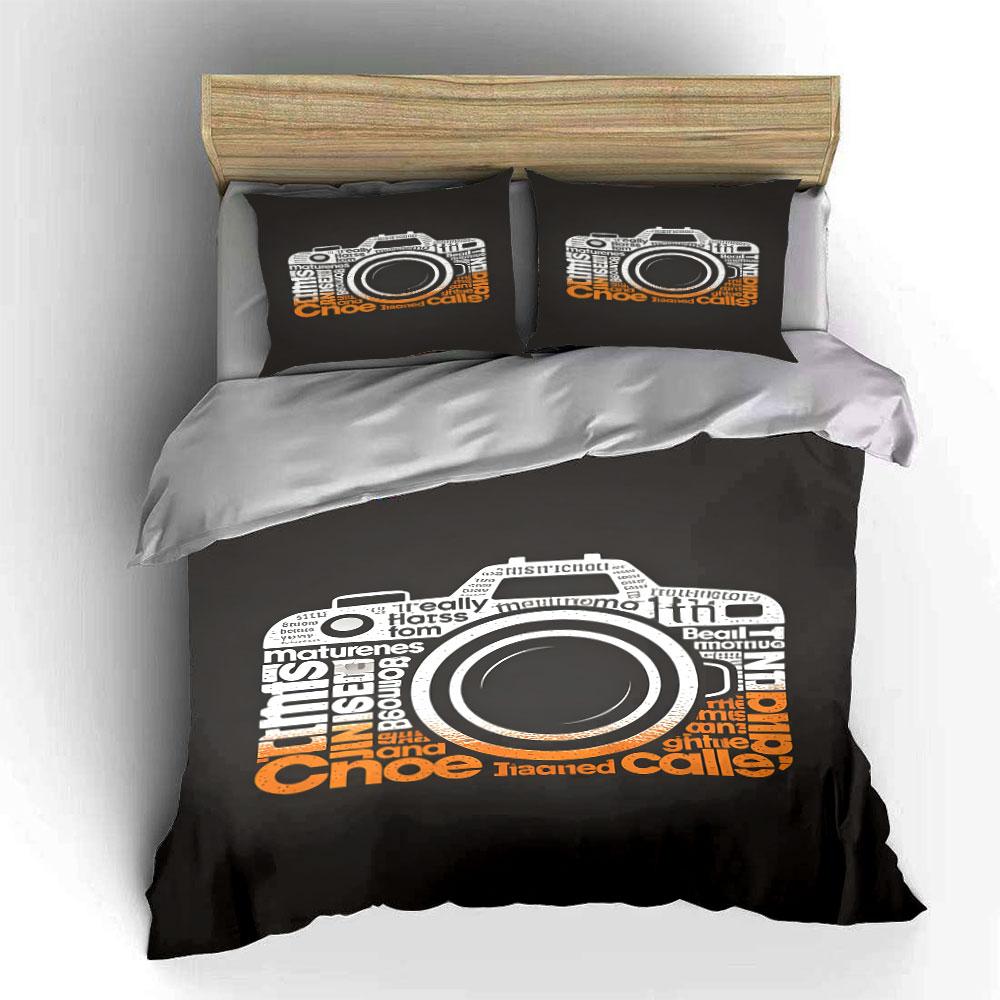 Camera and typography design. Bedding sets Duvet cover sets Duvet covers Pillowcases(1 * Duvet Cover 2 * Pillowcases, without duvet insert)