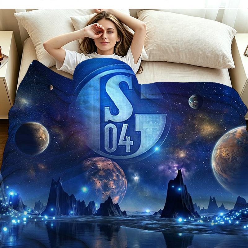 Фланелевое одеяло с принтом Schalke 04 Высокое качество Теплое Уютное Покрывало для Всех Сезонов Идеально для Подарков Декор Дома
