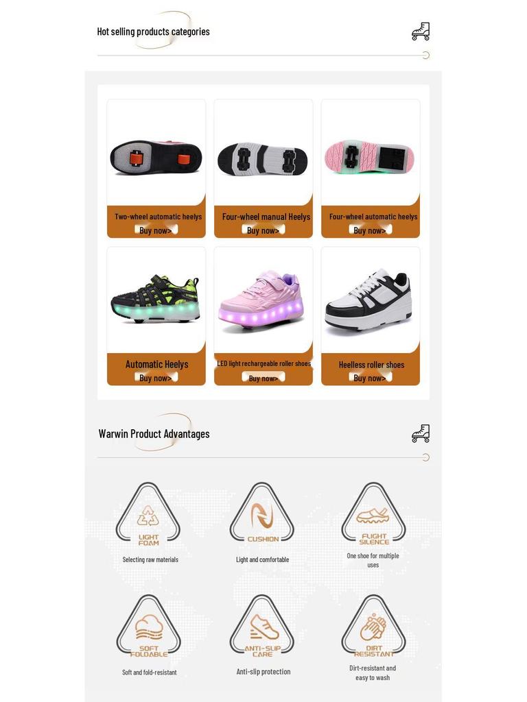 Перезаряжаемые светодиодные роликовые коньки для детей с четырьмя колесами