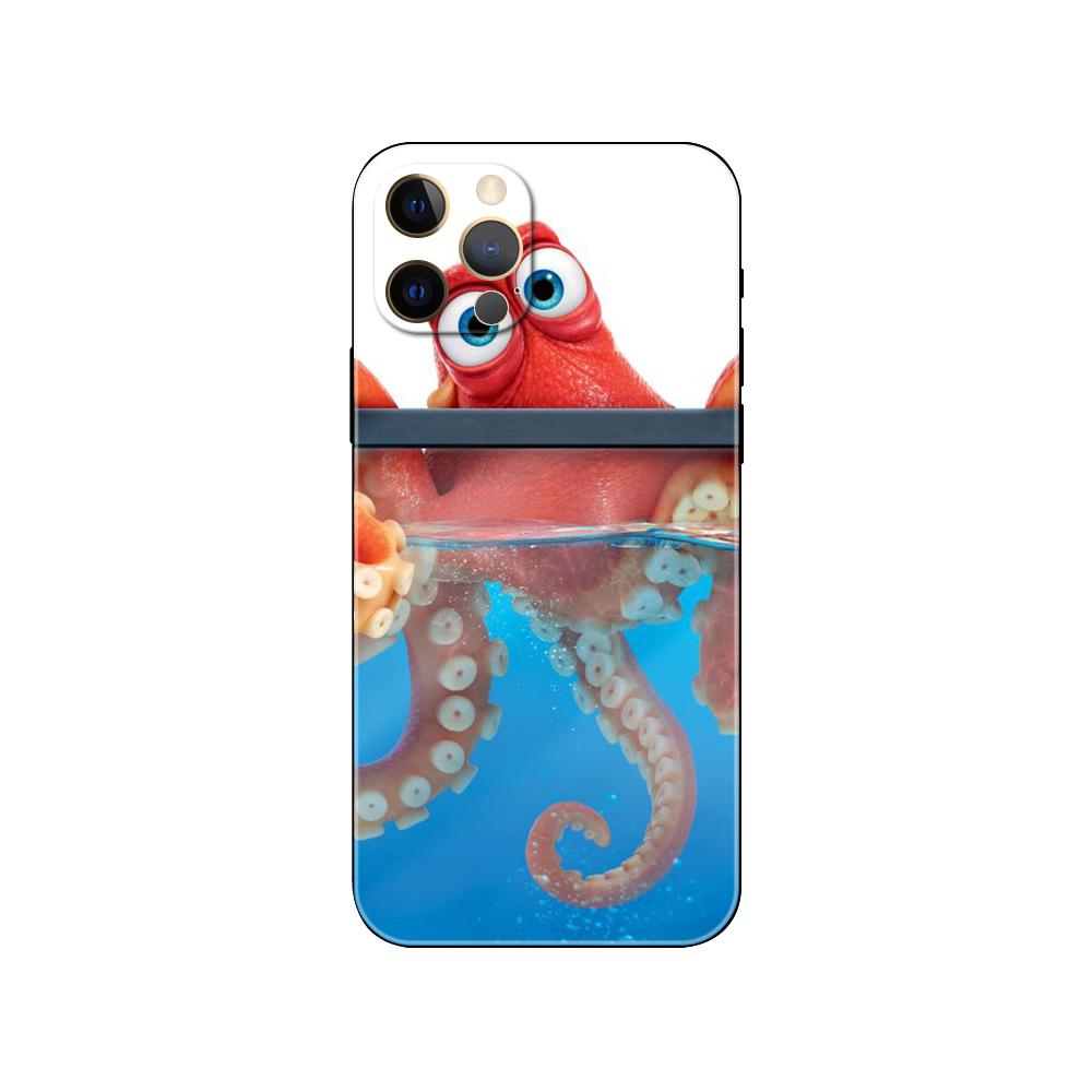 Милый чехол для телефона с изображением осьминога для iPhone 5 5S 2020se 6 6s 7 8 plus x 10 XR XS 11 12 13 mini pro MAX, черная задняя крышка из ТПУ