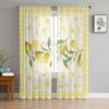 Idyllic Summer Lemon Fruit Plaid Sheer Curtains for Living Room Decoration Window Curtain Kitchen Tulle Voile Organza Drapes