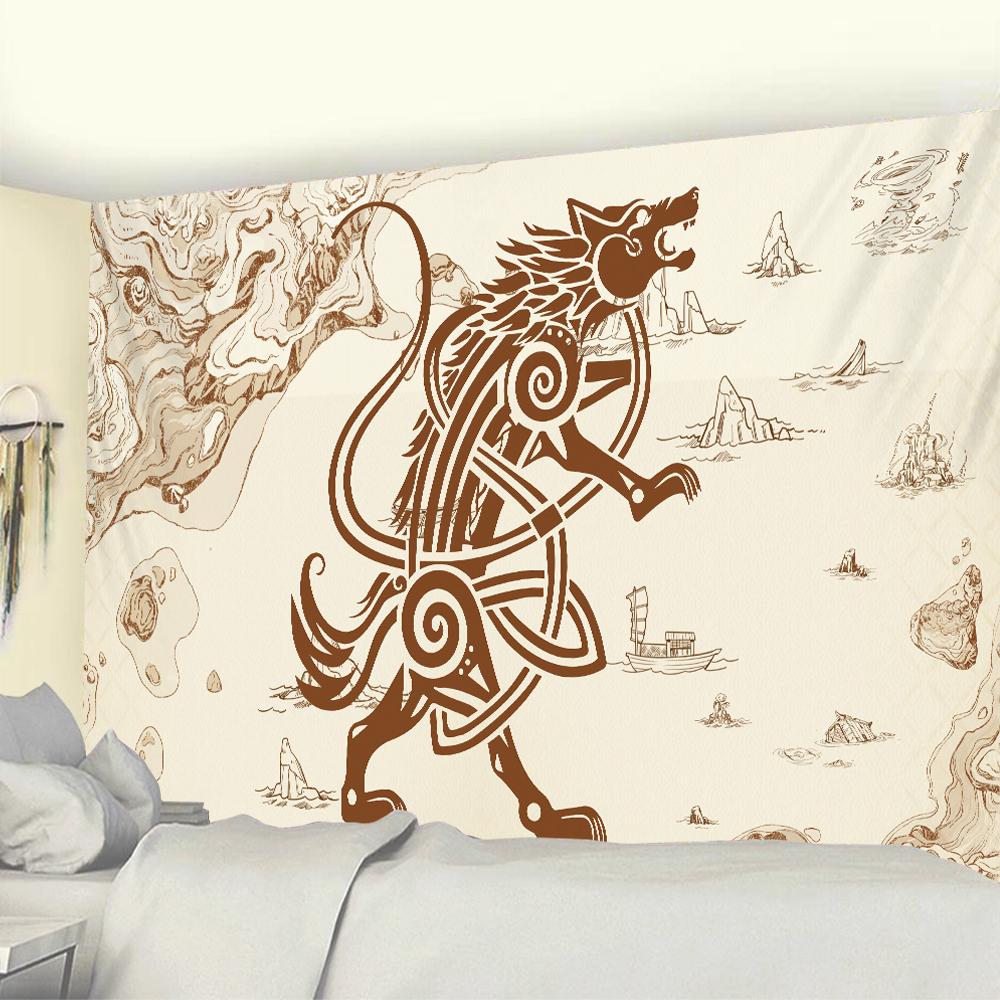 Средневековый Дракон Мандала Настенный Гобелен Таро Психоделическая Сцена Домашний Декор Хиппи Бохо Декор Стены Комнаты Пляжное Полотенце