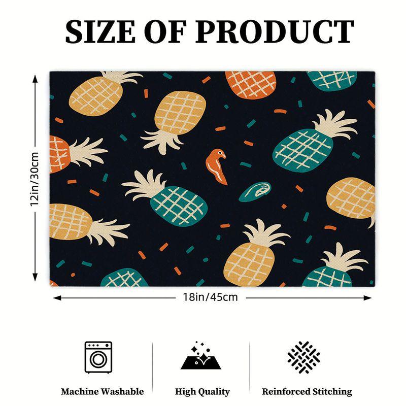 4pcs/6pcs Rectangular Placemats Suitable for Home & Restaurants - Tropical Pineapple & Bird Print Table Protectors, Heat-Resistant Durable Fabric Tabl