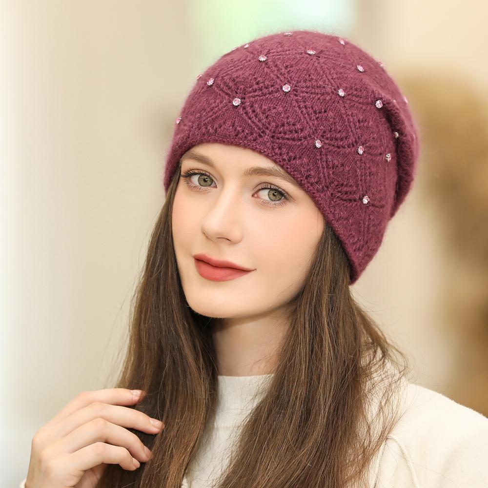 Новая женская зимняя шапка, уличная теплая шапка, модная декоративная шапка-бини для женщин, повседневная вязаная шапка