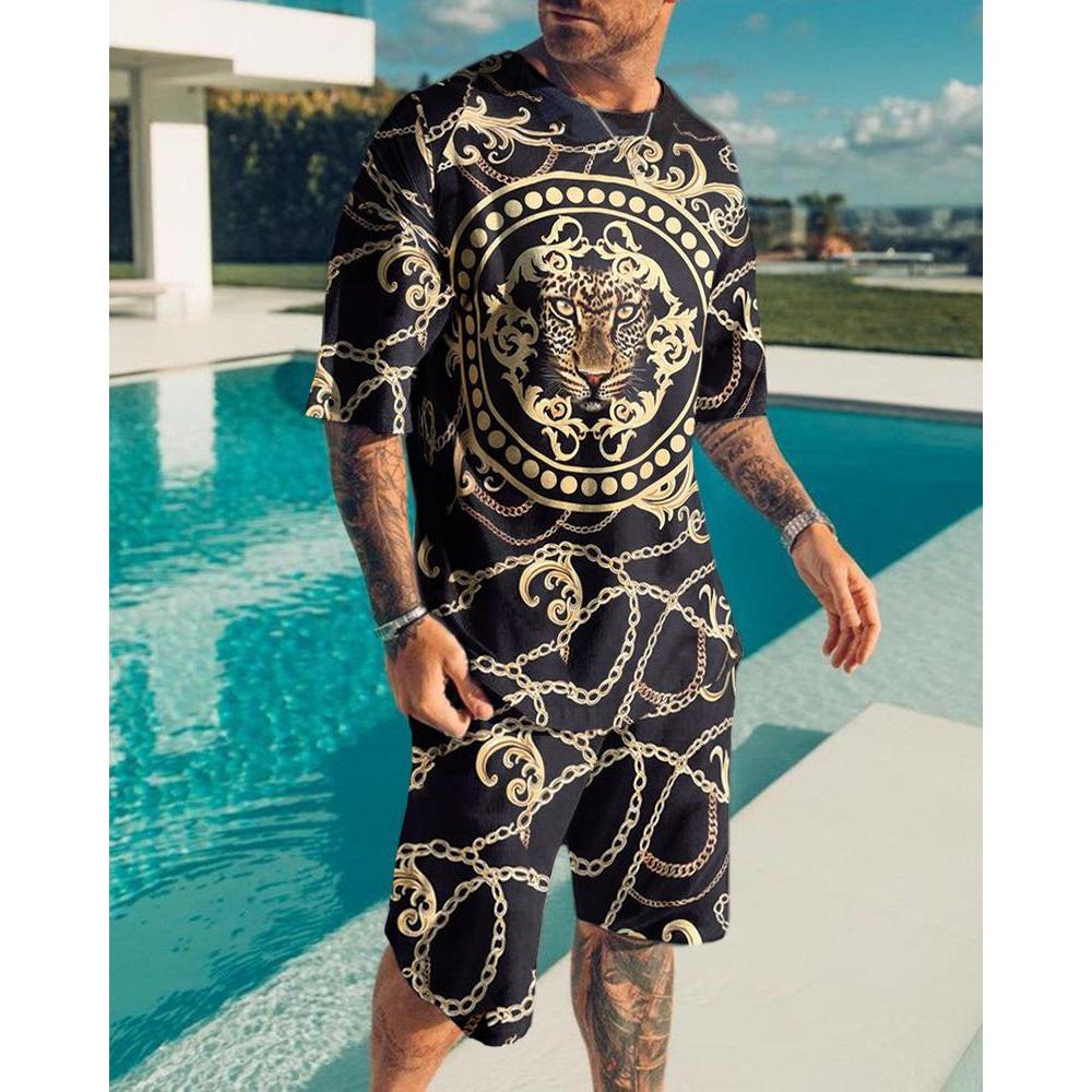 2023 Новый мужской комплект одежды, летний наряд, футболка с 3D-принтом, шорты, 2 предмета, свободный спортивный костюм, повседневный спортивный костюм Love Eagle