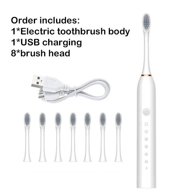 Electric Toothbrush Smart Timing Tooth Brush USB Rechargeable Teeth Clean Whitening Sonic Toothbrush With Replacement Head