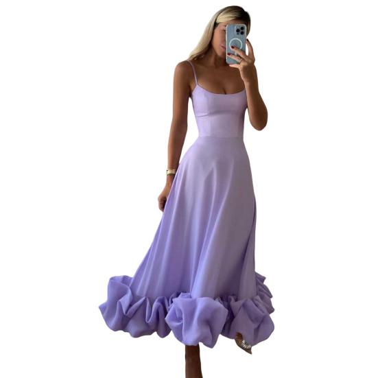 Женское платье-комбинация на тонких бретельках, облегающее однотонное вечернее платье трапециевидной формы с открытой спиной и без рукавов