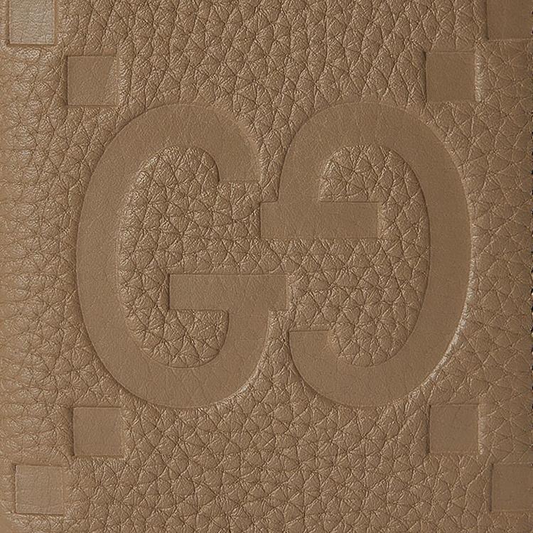 Gucci Кожаный держатель для карт с клапаном, тисненый логотипом Double G, мужские аксессуары, серо-коричневый 739478-AABY0-2801