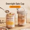 Overnight Oats Glass Cup with Lid for Breakfast - Yogurt, Salad, Milk, Smoothie, Cereal Cup