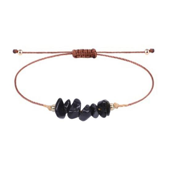 Браслет из драгоценных камней Женский Мужской Регулируемый Плетеный Кристальный Браслет Бохо Веревочка