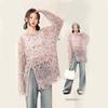 Hollow Out Knitted Top for Women In Summer Irregular Sweet and Spicy Style Long Sleeved Sweater with Holes Worn As An Outerwear