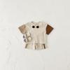 Korean Style Summer Patchwork Short Sleeve Set for Newborns, Unisex Two-Piece Ensemble