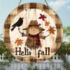 2d Flat 20*20cm, Autumn Home Decoration, Scarecrow Wooden Circular Logo Creative Decorative Plaque, for Home, Garden, Kitchen Wall Decor.