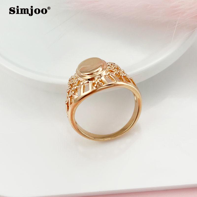 SIMJOO Гладкая овальная рыболовная сеть женское кольцо цвета розового золота