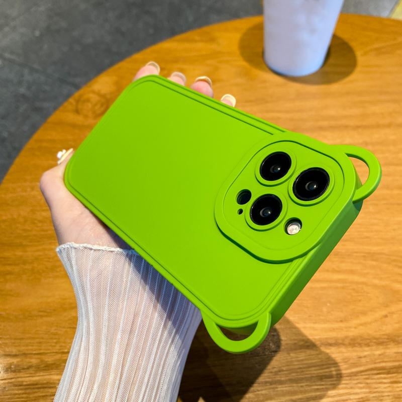 Матовый жидкий силиконовый чехол с милыми медвежьими ушками для Iphone 13 12 11 14 Pro Max Xs X 7 8 Plus, чехол с рисунком, защита объектива камеры