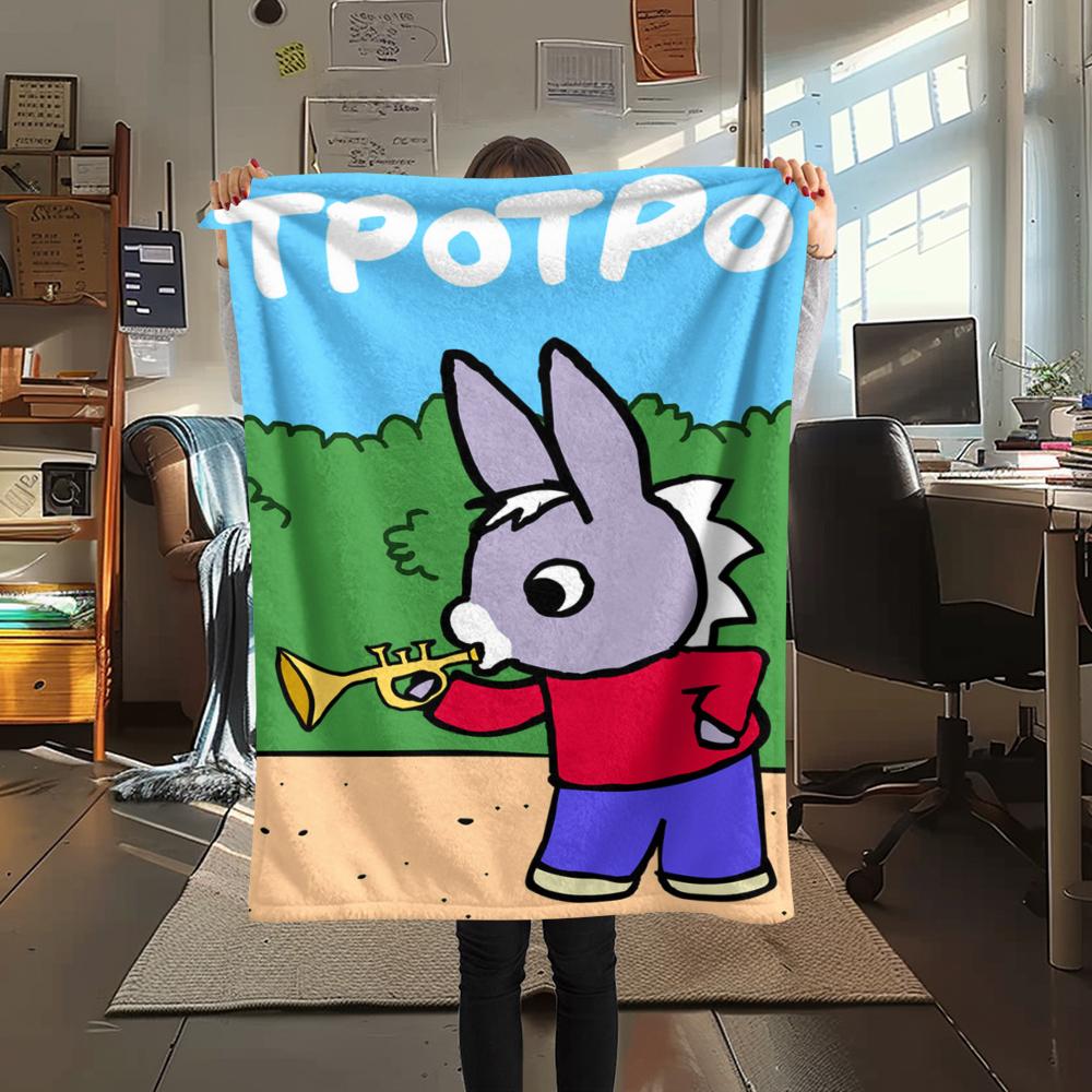 1PC Trotro Print Flannel Blanket, High quality Comfortable for All Seasons, Home Decor, Warmth and Comfort, Perfect for Christmas Gifts229