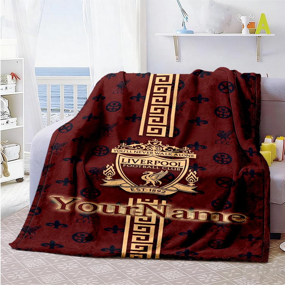 Liverpool Personalized Text Blanket Cozy Personalized Blanket Soft Warm Cozy Perfect for Couch Home Decor Chair Sofa for All Occasions