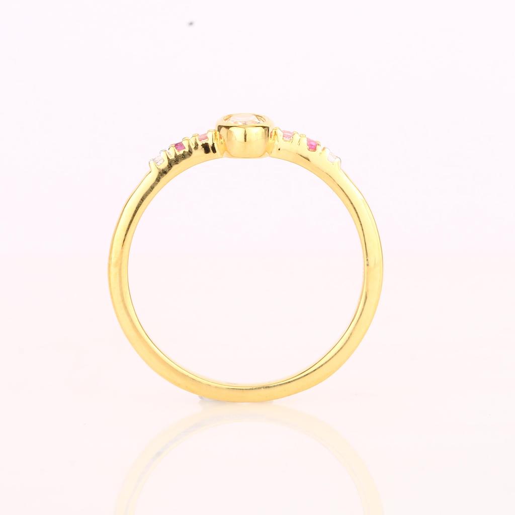 925 Sterling Silver Ring White Topaz Oval 5x3mm Pink Sapphire Ruby Multi Gem Rhodium or Yellow Gold Plated Women Jewelry