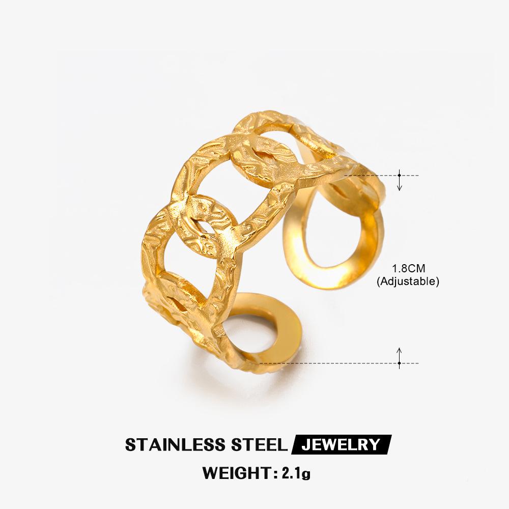 Винтажное кольцо-цепочка из нержавеющей стали для женщин, позолоченное титановое кольцо 18 карат, модное открытое регулируемое ювелирное изделие, аксессуары