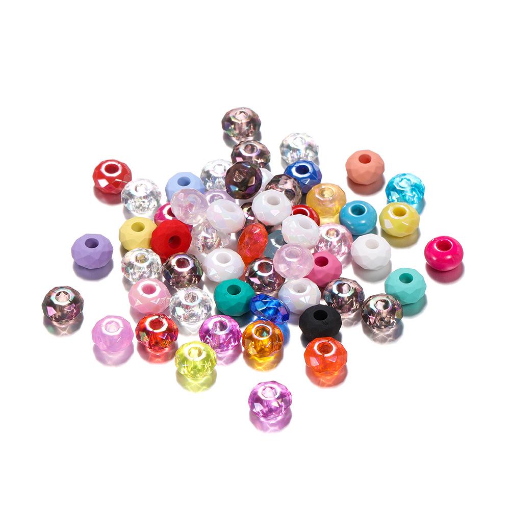 14мм Цветные акриловые DIY бусины - Проставка-абакус с большим отверстием для цепочек для телефона, аксессуаров для волос и ожерелий