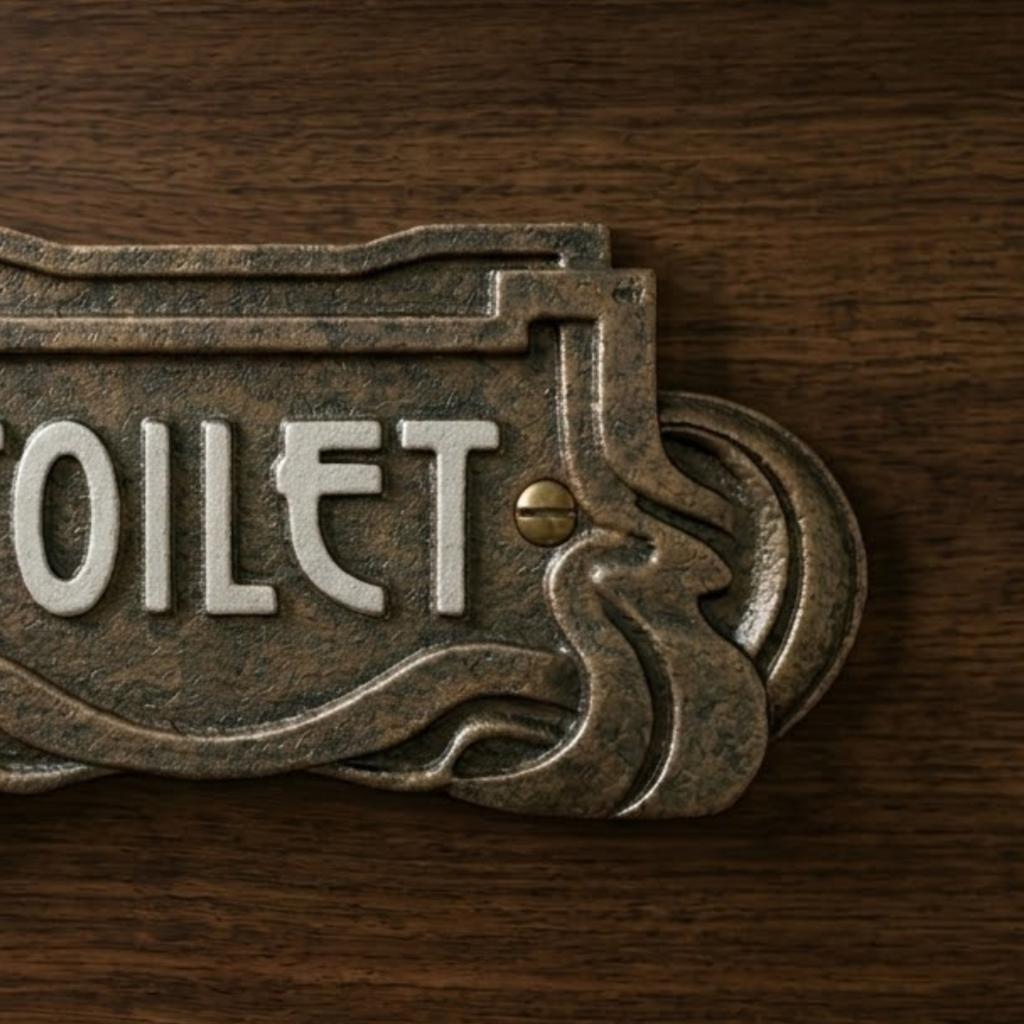 Cast iron toilet sign wc aged retro sign