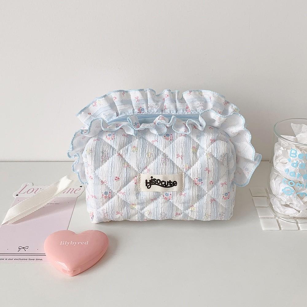 Ruffle Cloth Toiletry Bag Pen Bag Makeup Storage Pouch Ins Fashion Travel Cosmetic Bag For Travel