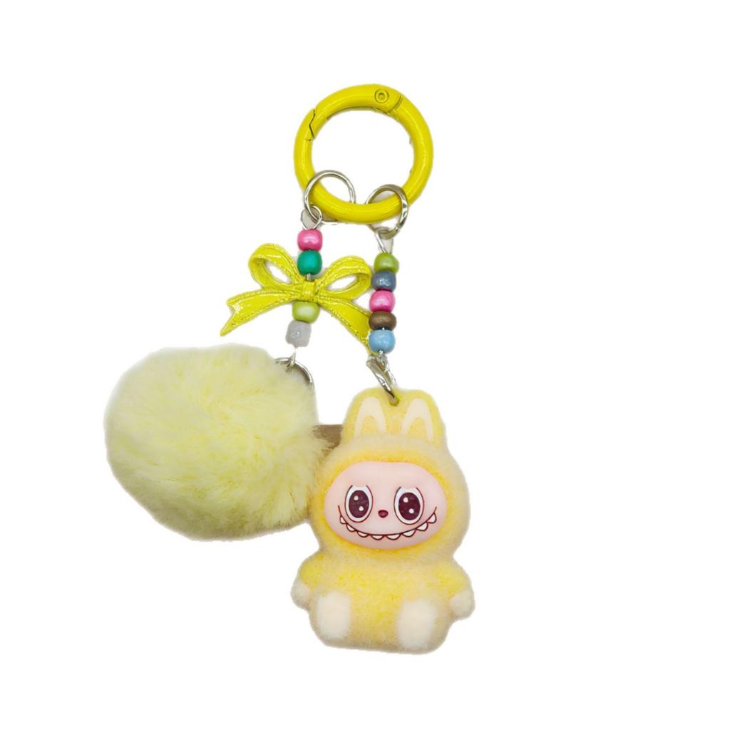 Three-dimensional Flocking Keychain Pendant Cute Bag Accessories Doll Cartoon Ornament