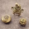 Brass Pocket Lotus Jiuding Incense Burner Hollow Incense Mini Incense Burner