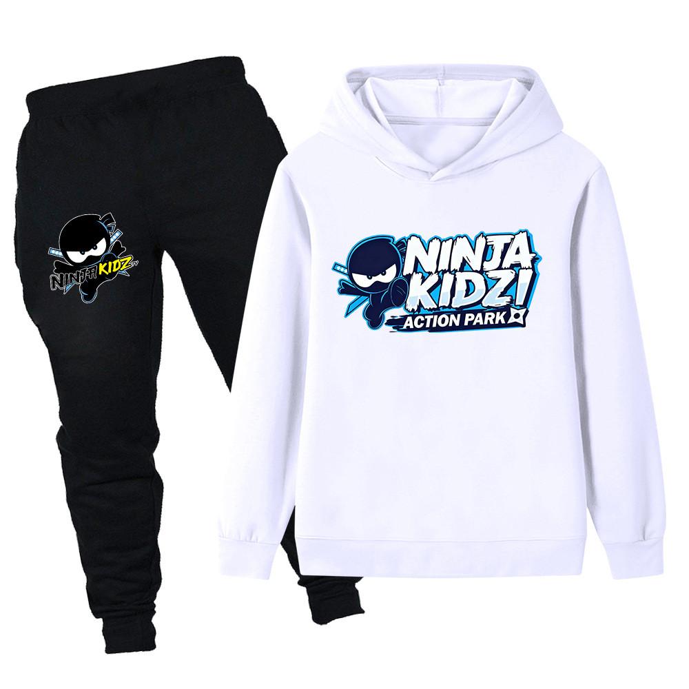 PB1174 Детские Мальчики Девочки NINJA KIDZ С принтом Длинный рукав Худи Брюки Верх Штаны Комплекты одежды