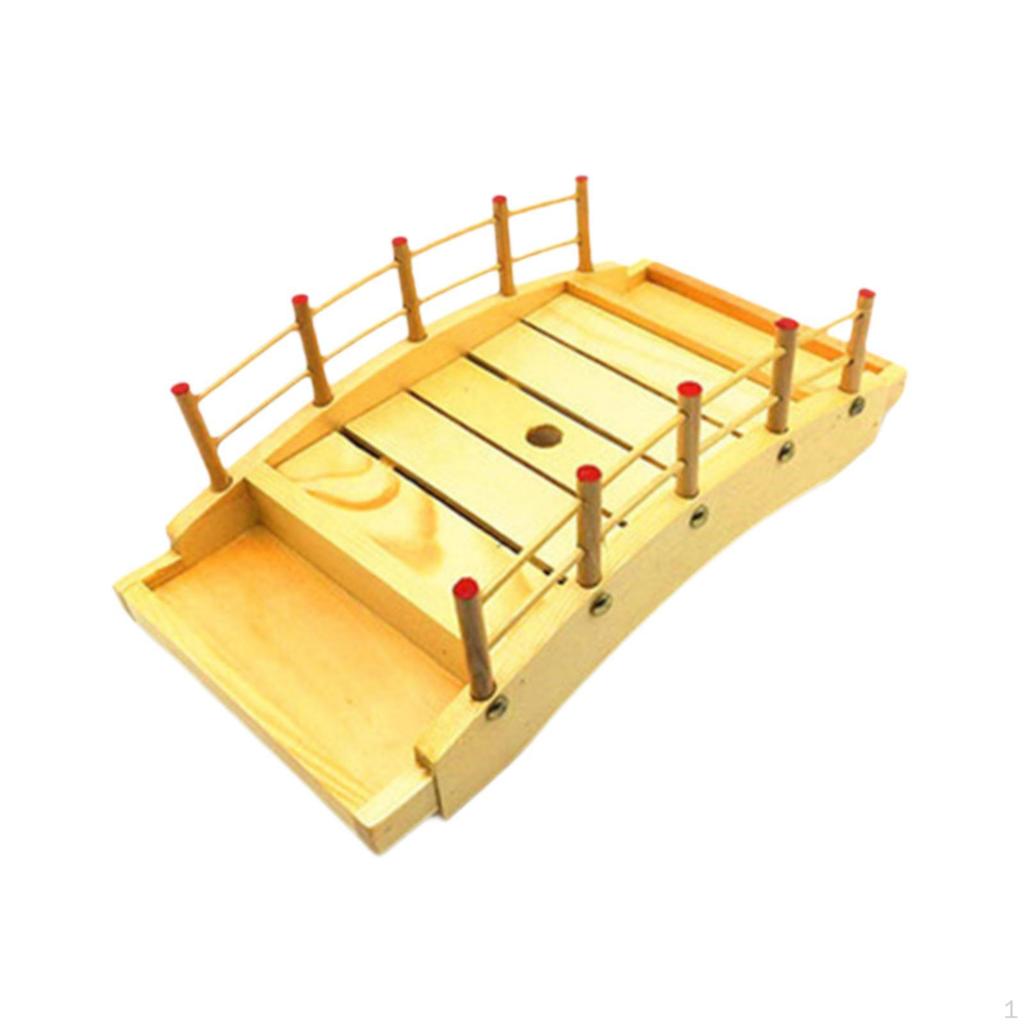 Wood Sushi Bridge Dish Food Plate Tableware Wooden Arch Platter for Restaurant