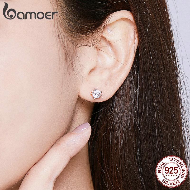BAMOER, настоящее серебро 925 пробы, блестящие серьги с котенком для девочек, драгоценные ювелирные изделия, женские серьги, подарок