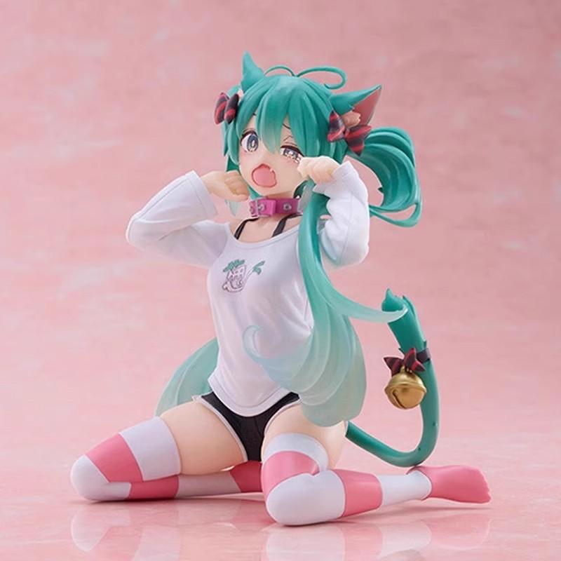 "Limited Miku Cat Ear Sleeveless Pajama & Figure Statue | Anime Girl Desk Ornament, Birthday Present Idea"
