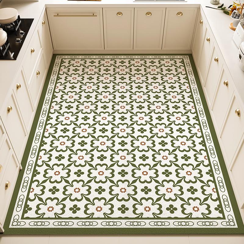 Fresh Kitchen Mat - Waterproof, Oil-Resistant, Non-Slip PVC Leather Area Rug, Easy-Clean and Cuttable Floor Mat for Home Use
