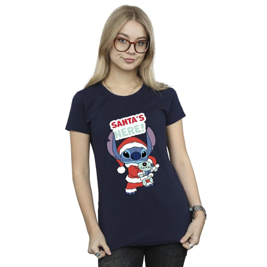 Disney Womens/Ladies Lilo & Stitch Santa´s Here Cotton T-Shirt