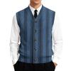 Men's V-Neck Sleeveless Knit Cardigan Vest