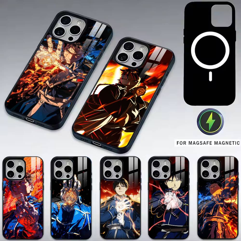 Чехол для телефона Fullmetal Alchemist Рой для iPhone 17, 16, 15, 14, 13, 12, 11 Plus, Pro, магнитный с беспроводной зарядкой MagSafe
