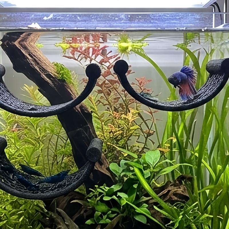 Wall Mount Shelf Set for Ornamental Shrimp, Suction Cup Rest Shelf for Small Glass Habitats, 2 Piece Plastic Water Habitat Accent
