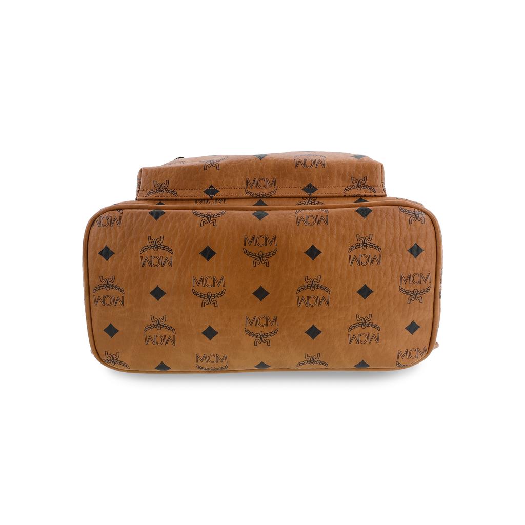 MCM Рюкзак Stark Classic с двойной стороной, украшенный шипами, для поездок на работу и вечеринок, из холста и кожи, унисекс, цвет коричневый коньяк MMKAAVE15CO001