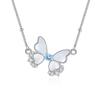 Sterling Silver Butterfly Necklace, Natural Gemstone Pendant for Ladies Gift