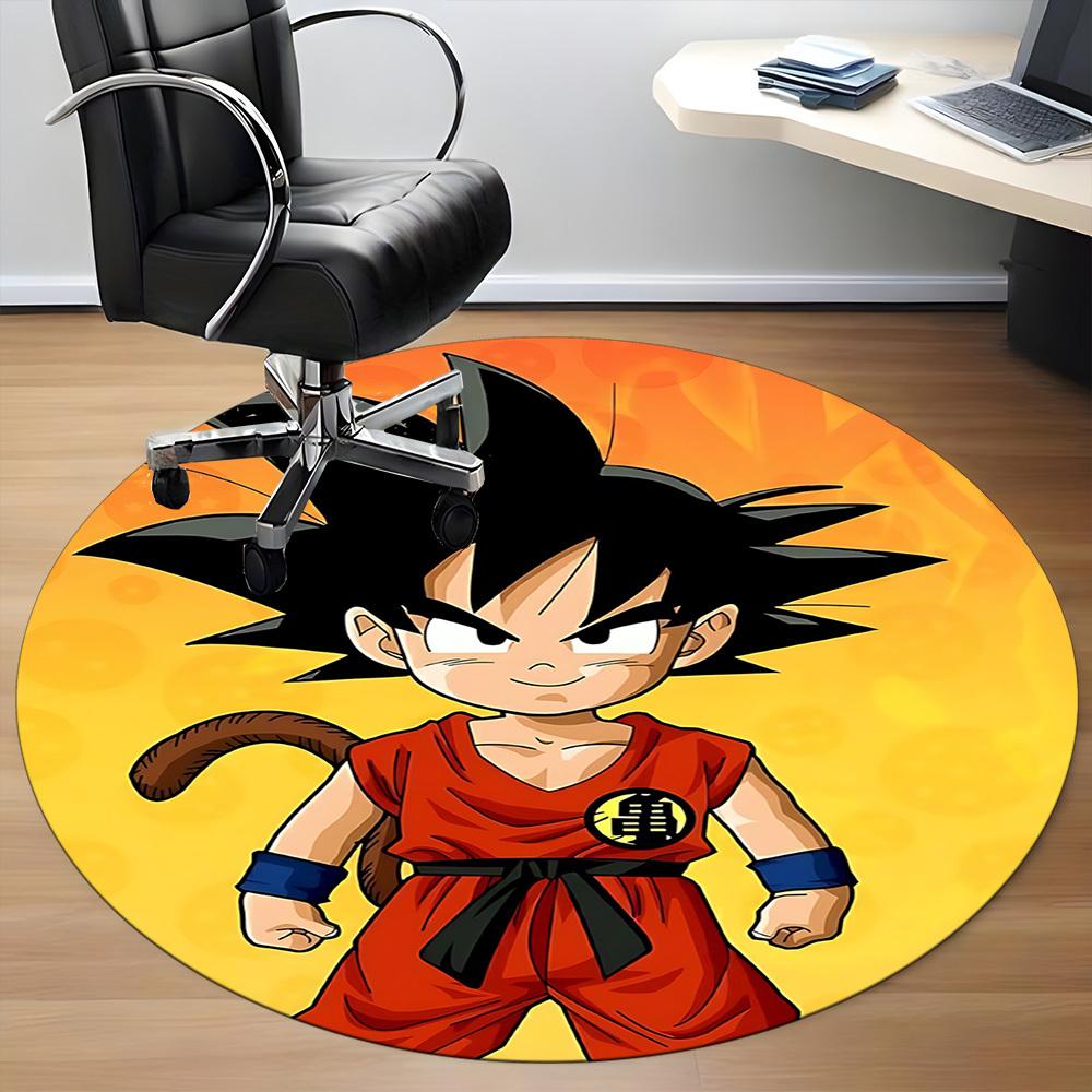 1pc Dragon Ball Goku Saiyan Office Round Area Rug,Bedroom Living Room Home Decor, Room Deco a1016131