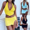 Women Two 2 Piece Set Outfits Summer Halter Crop Top And Shorts Skirts Matching Set Tracksuit