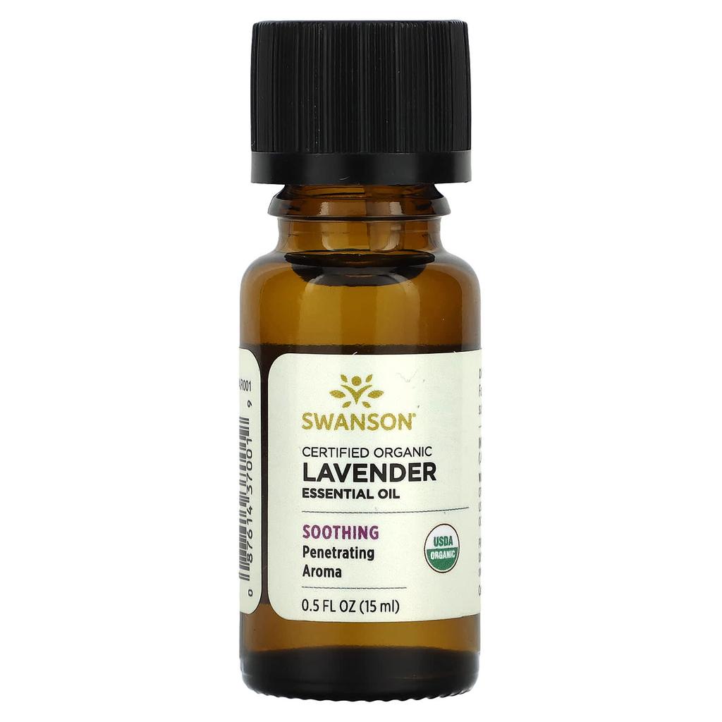 Swanson Certified Organic Essential Oil, Lavender, 0.5 Fl Oz (15 Ml)