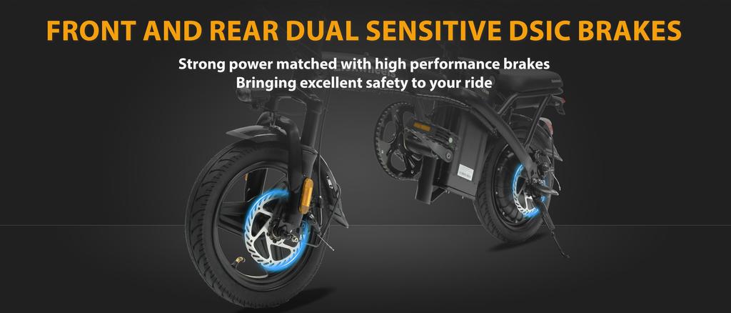 ElekWheels F3 Foldable City Electric Bike - 250W Lightweight Electric Bike with 60km Range, IPX5 Waterproof and Dual Disc Brakes