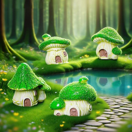 Фигурка грибного домика из смолы для DIY террариума и аквариума, милый сказочный садовый орнамент, миниатюрное настольное украшение для дома, офиса, вечеринки, уникальное