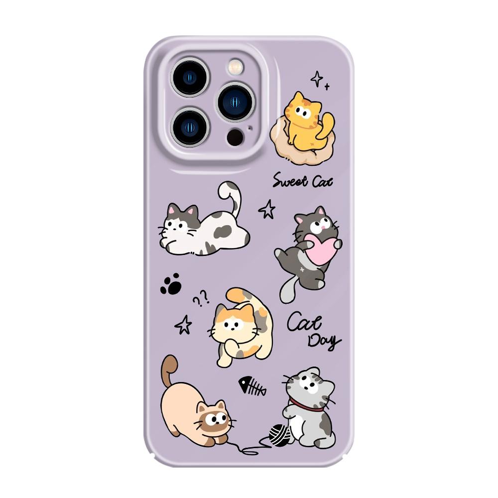 Чехол для телефона "Счастливый кот" для iPhone 13 12 11 7 8 6 6S Plus Pro Max Mini X XS XR SE 2020 2022 Пленка Жесткий чехол