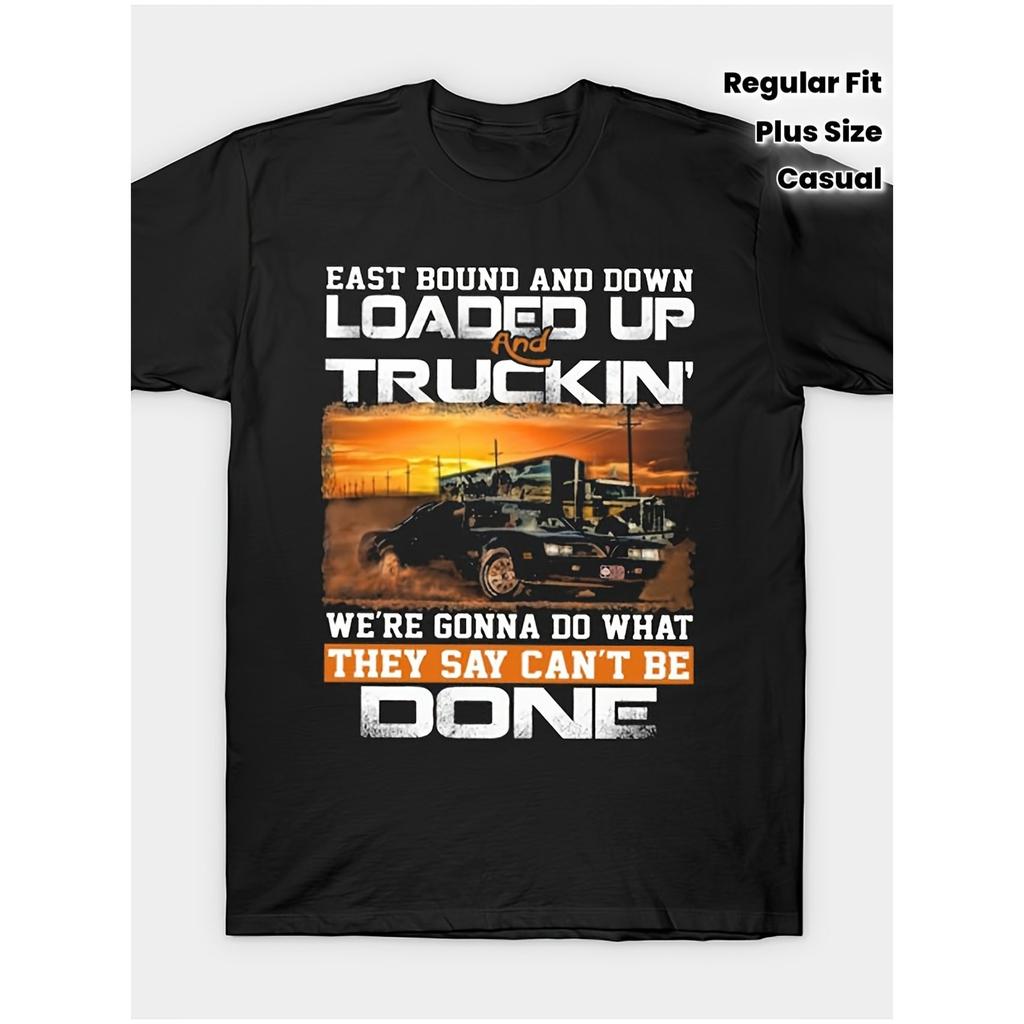Smokey The Bandit Graphic Tshirt  Unisexs Casual Short Sleeved Tshirt With Retro Truck And Sunset Design Regular Round Neck