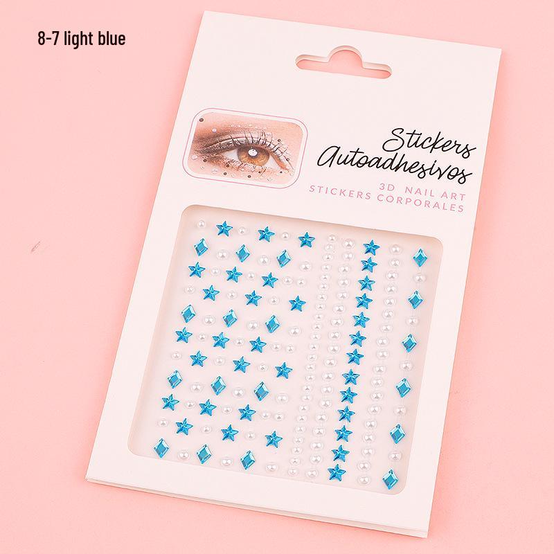 DIY Cross-Border Face, Eye, Brow, and Nail Decor Stickers with Pearls and Diamonds