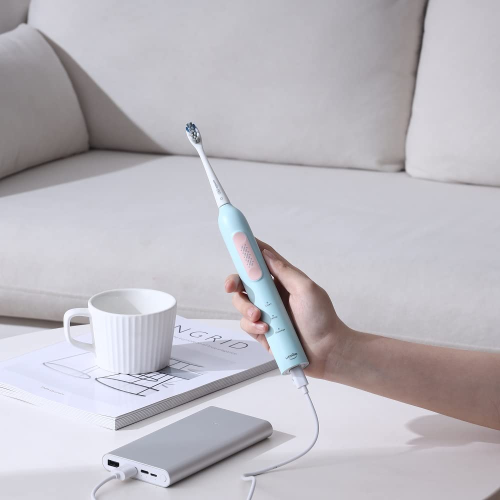 Электрическая зубная щетка Usmile P4 Blue Ультразвуковое отбеливание Удобно носить с собой в футляре Поставляется с перезаряжаемым USB-портом 180 дней без подзарядки []