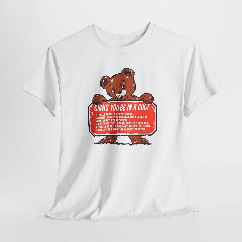 Cult Awareness Tee, Unisex Heavy Cotton Tshirt, Signs of Cults, Leader Truth