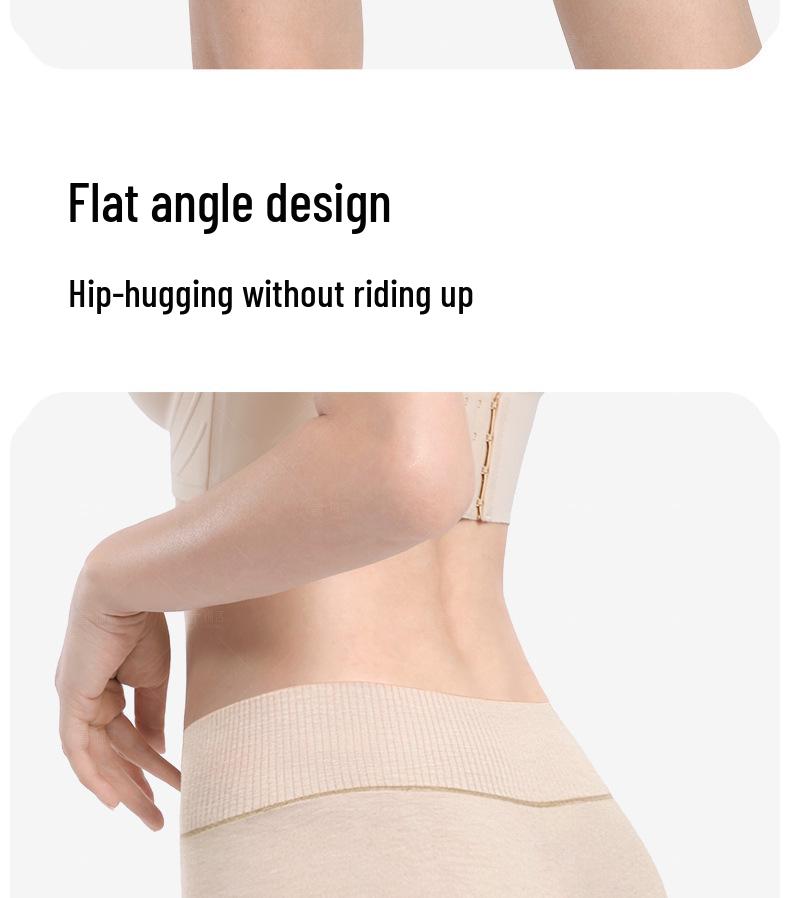 Высокоэластичное хлопковое женское нижнее белье с завышенной талией, облегающее бедра, с плоскими штанинами – Удобное, дышащее и не сдавливающее для осени и зимы